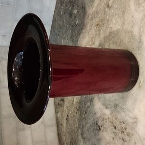 Vintage Dk Red Burgandy Murano Style Hand blown Vase 19.5"